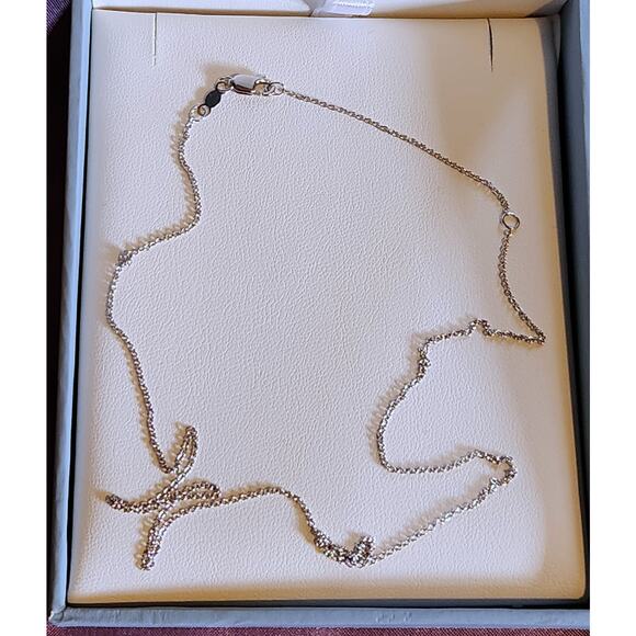 Charles & Colvard 14K White Gold Oval Cable Chain 1.5g 15"-17" Adjustable w/ Box - Picture 6 of 7